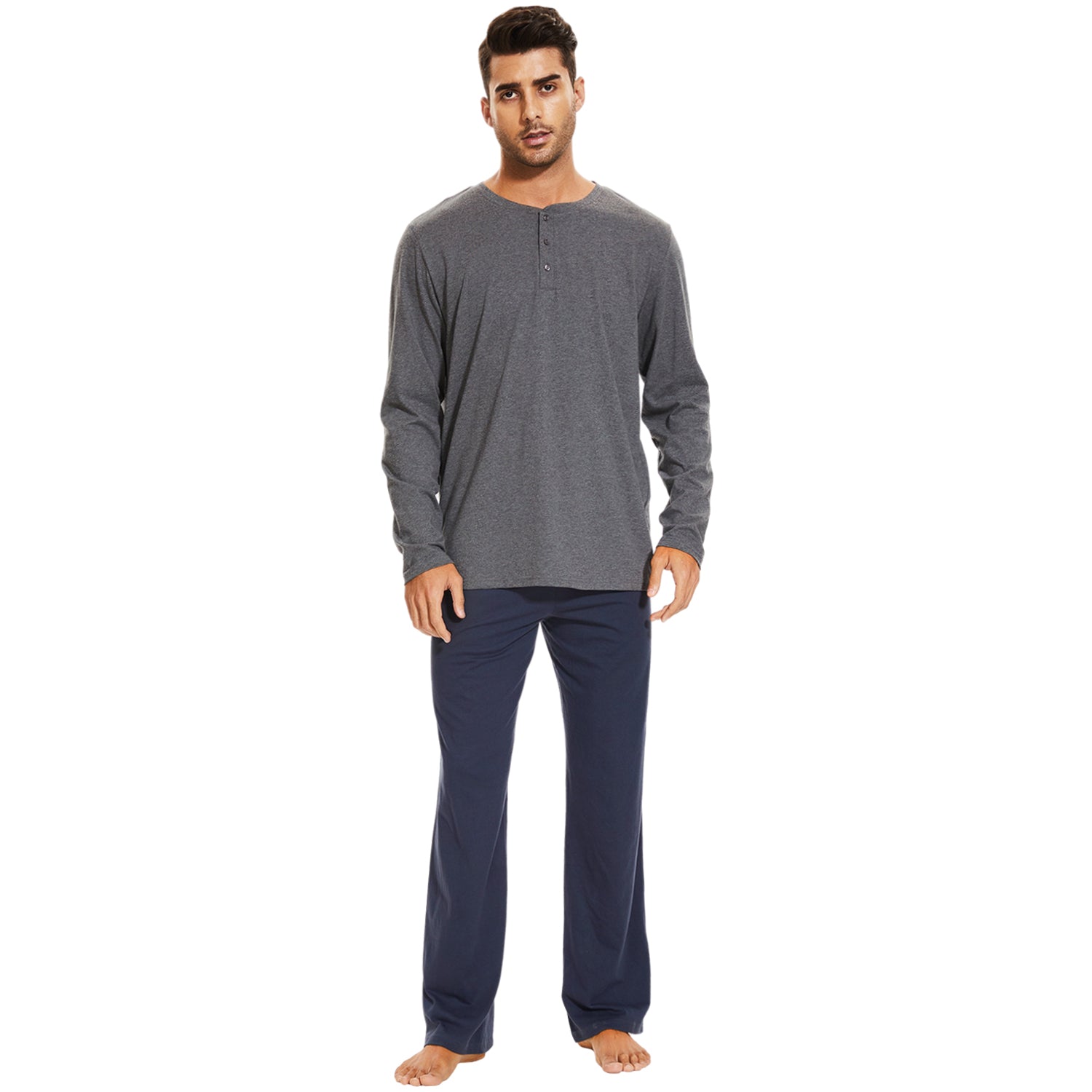 Mnamo Men’s Henley 100% Cotton Pajama Set