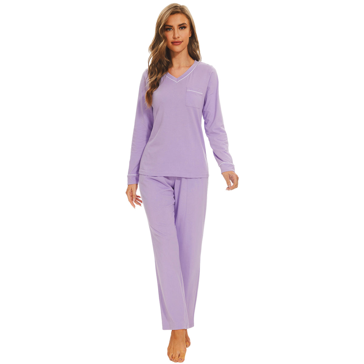 Mnemo Women's Pajama Set Pure Purple 100% Cotton