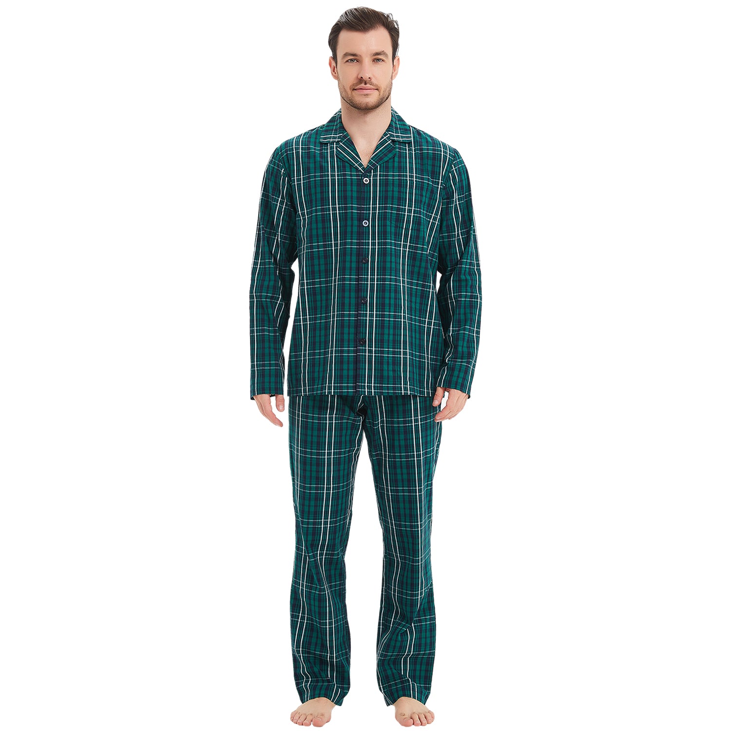 Mnamo Men’s Plaid Cotton Pajama Set