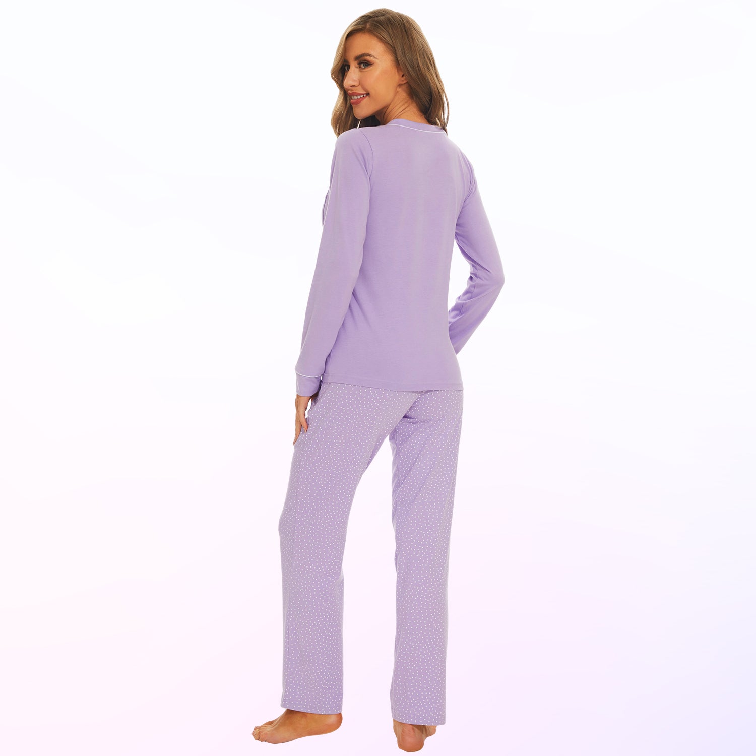 Mnemo Women's Pajama Purple mit Polka dots 100% Cotton