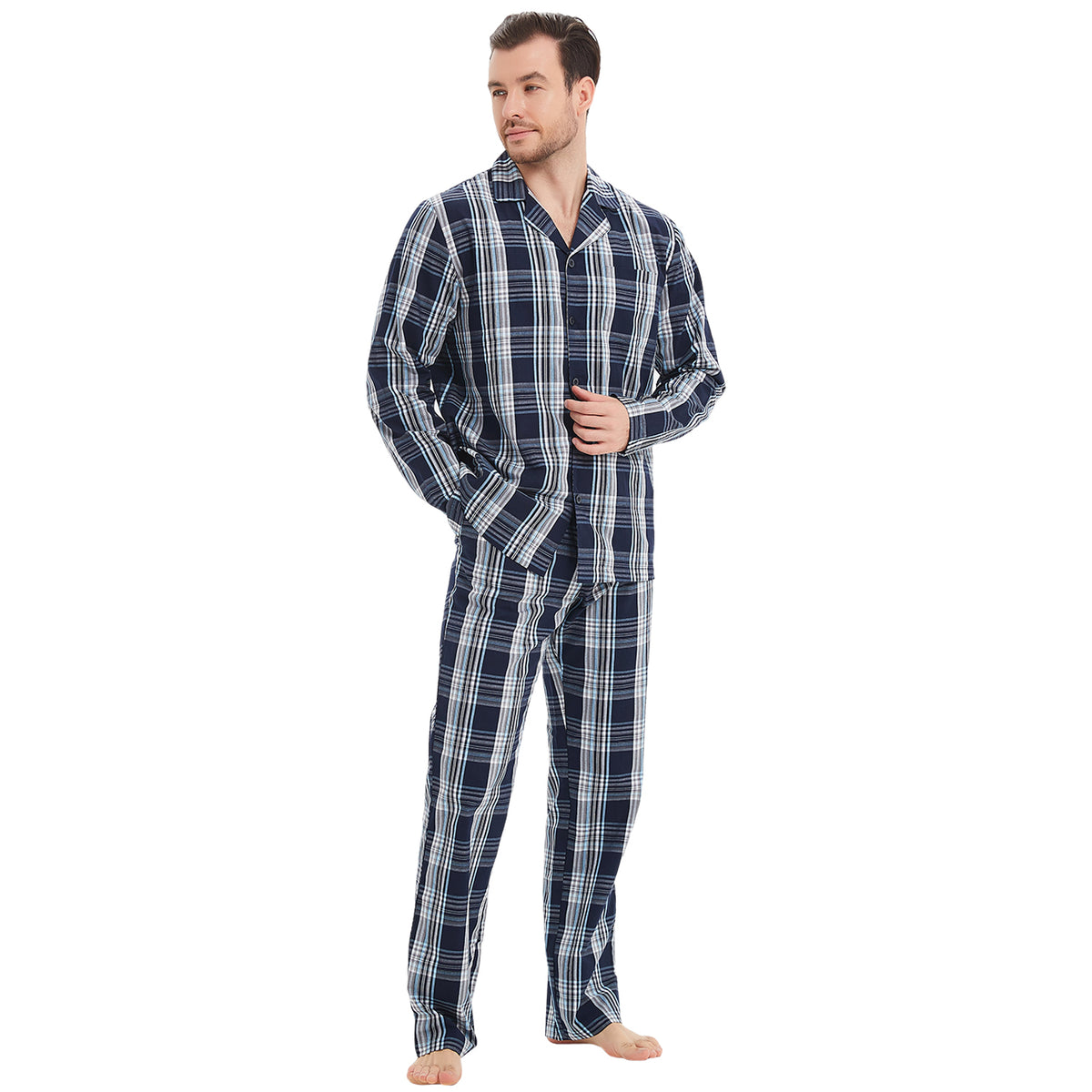 Mnamo Men’s Plaid Cotton Pajama Set