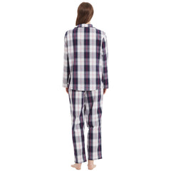 Lightweight Plaid Women's Pajama Set Pure Cotton