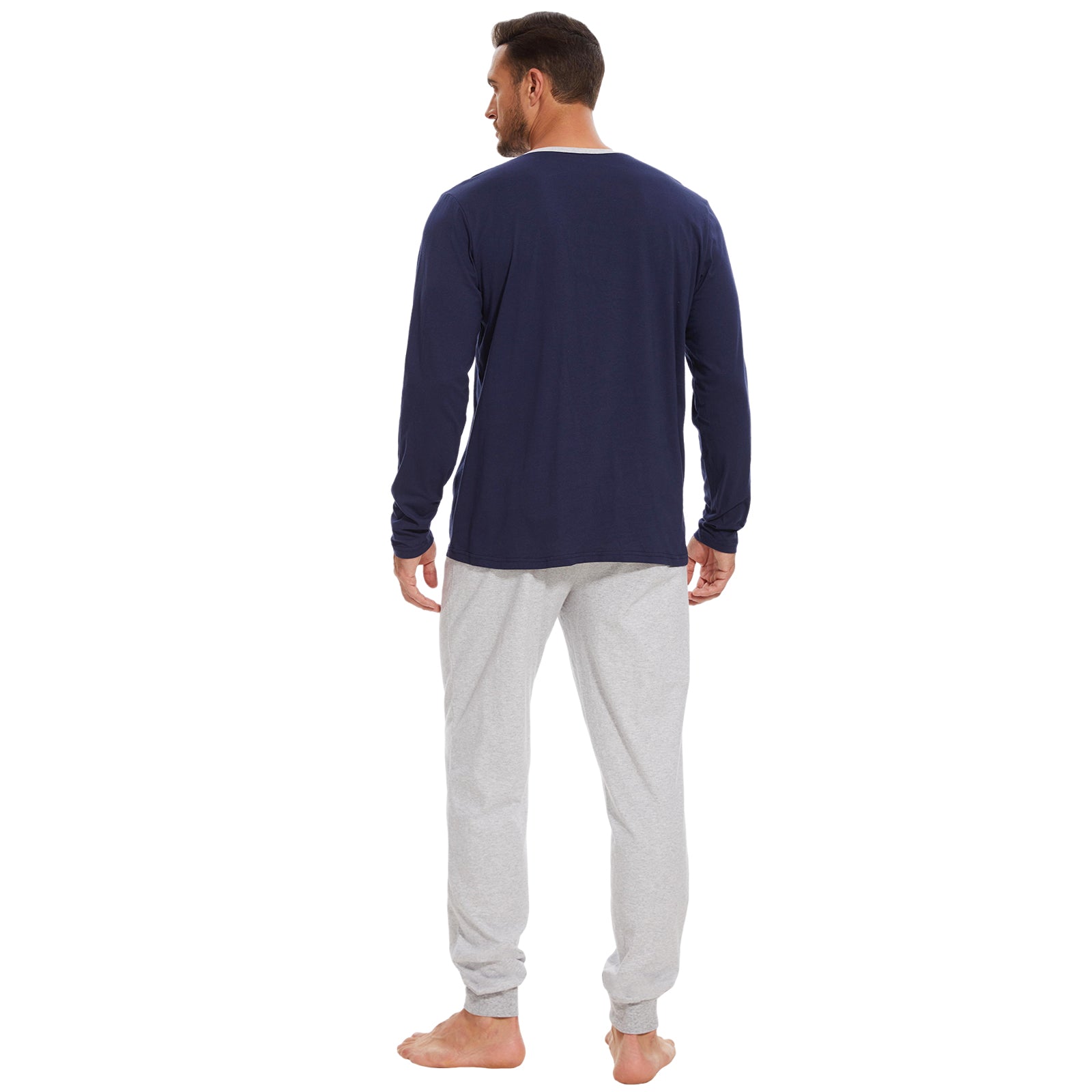 Mnamo Men’s Henley Cotton Pajama Set Lounge Set