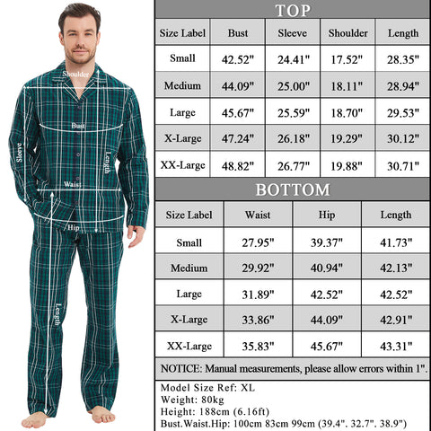 Mnamo Men’s Plaid Cotton Pajama Set