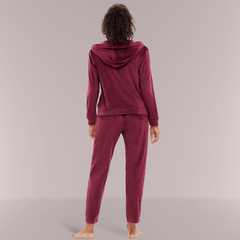 Mnamo Velvet Hoodie Tracksuit - Zip-Up, Straight Leg, Relaxed Fit