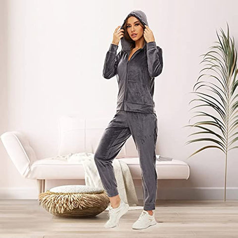 DE Mnemo Women's Tracksuit Set Damen Trainingsanzug Set Casual Homewear Set Sportanzug mit Kapuze