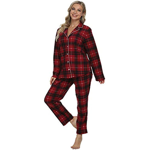 DE Mnemo Damen Pyjama Set Loungewear volle Länge Oberteil & Hose Nachtwäsche 100% Polyester Nachtwäsche Weihnachten Schlafanzug