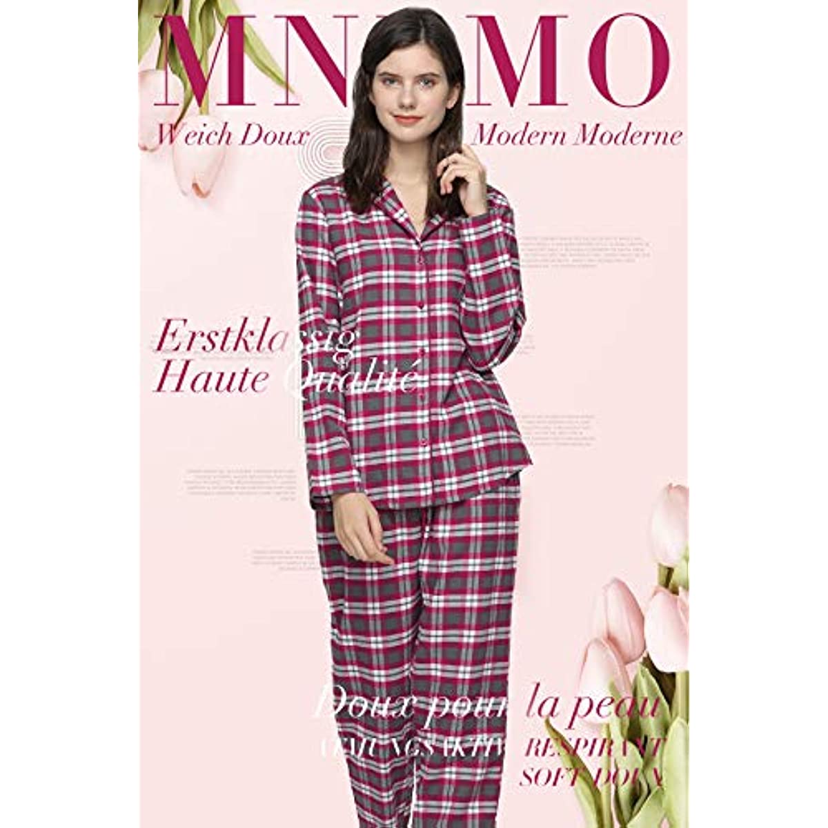 Mnemo 100% Pure Cotton Ladies' Flannel Pajamas